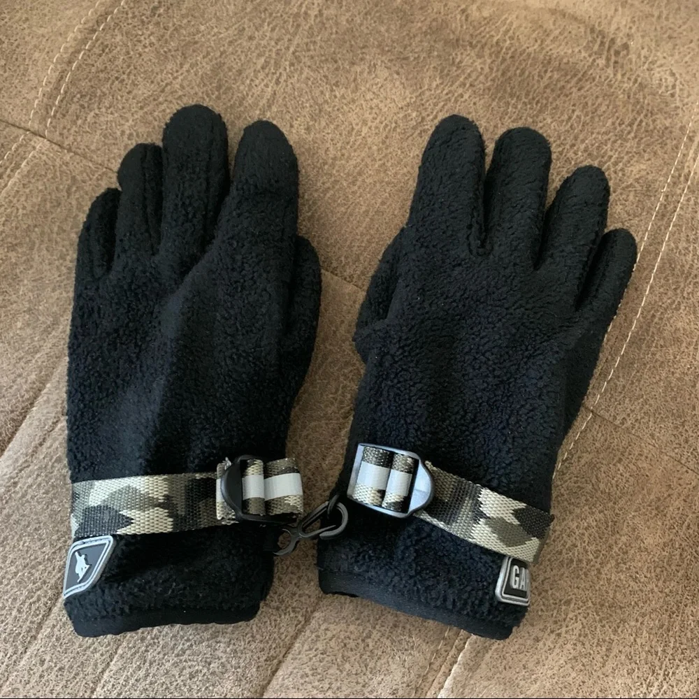 Gap Kids Black Fleece Gloves M